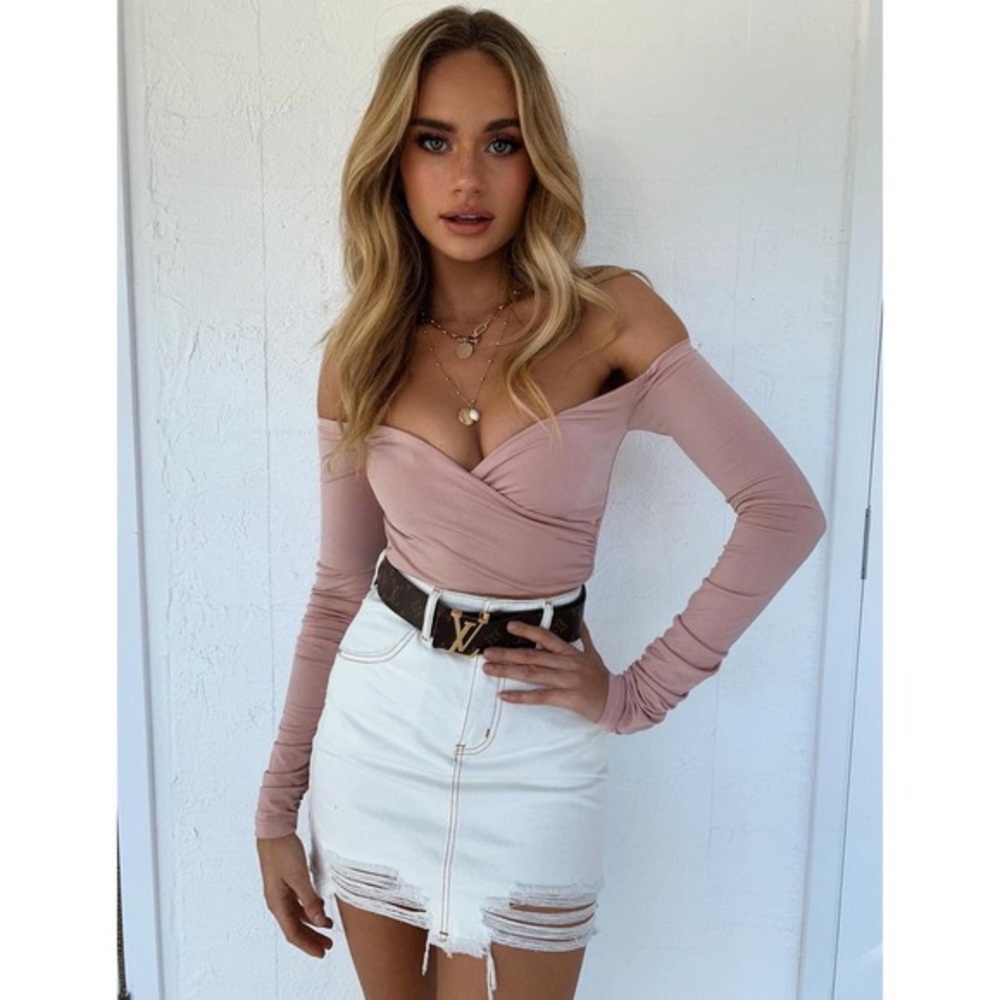 NEW Tiger Mist Blush Amsterdam Long Sleeve Crop Top W/ Tags